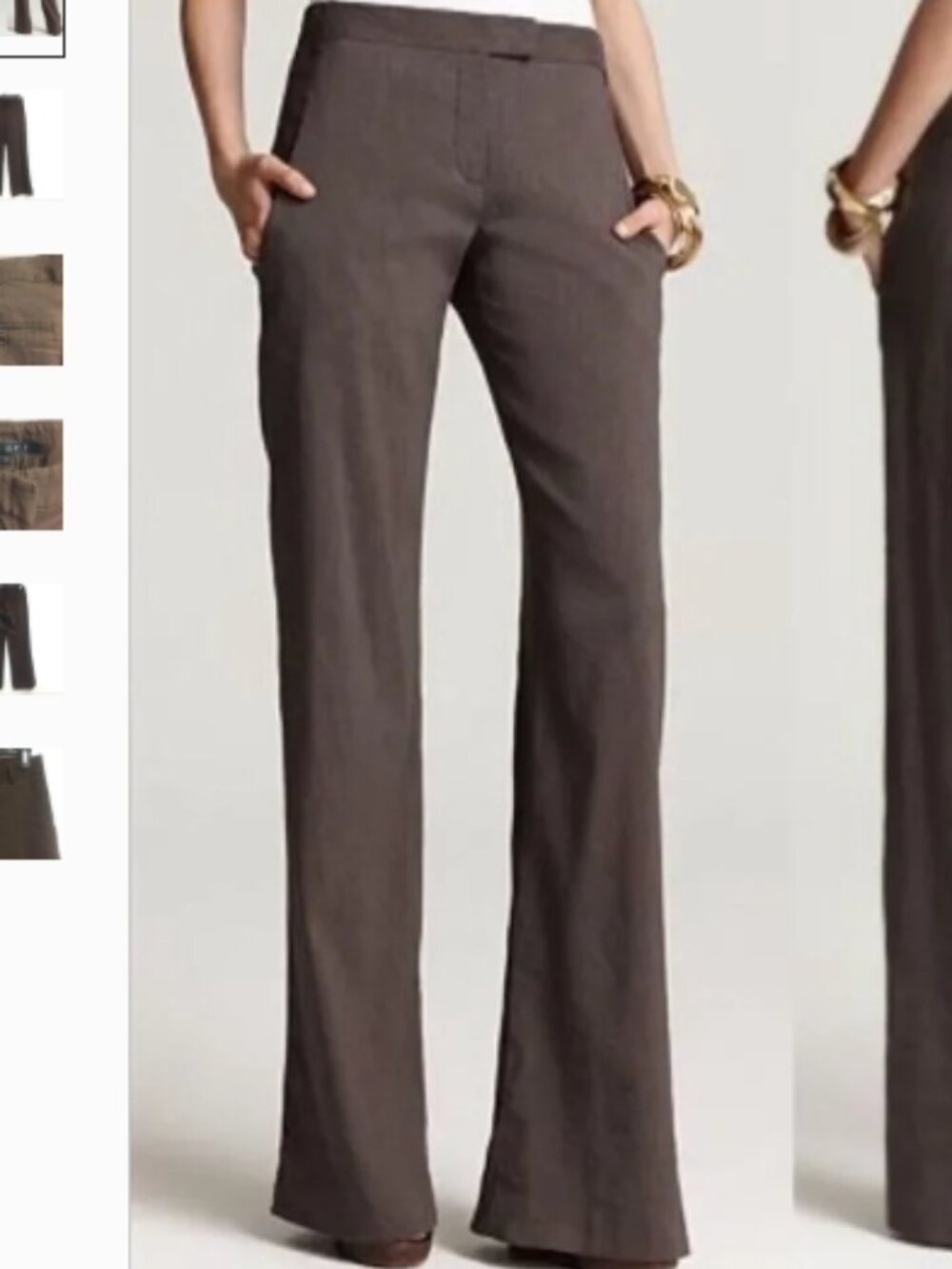 THEORY **White** EMERY “Crunch Linen” Stretch Wide Leg Pants sz 4 *Quiet Luxury*